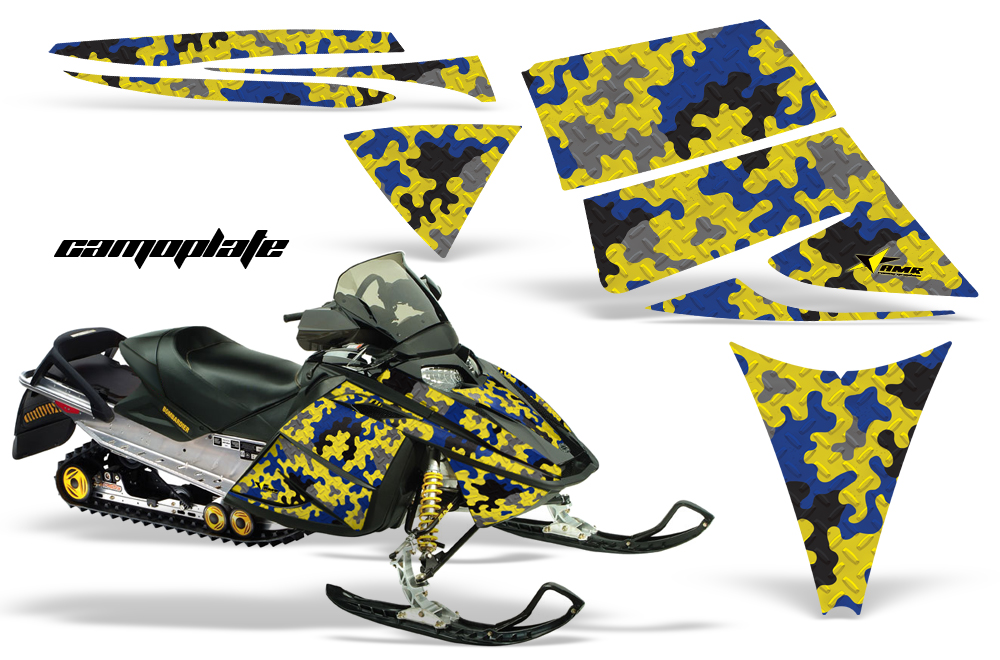 Ski-Doo Rev Graphics Kit CAMOPLATE Blue